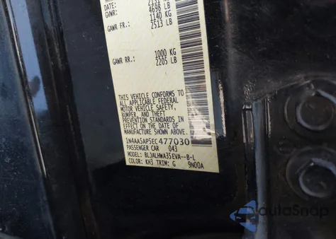 2014 Nissan Maxima 3.5 Sv z USA, uszkodzony, nr VIN 1N4AA5AP5EC477030